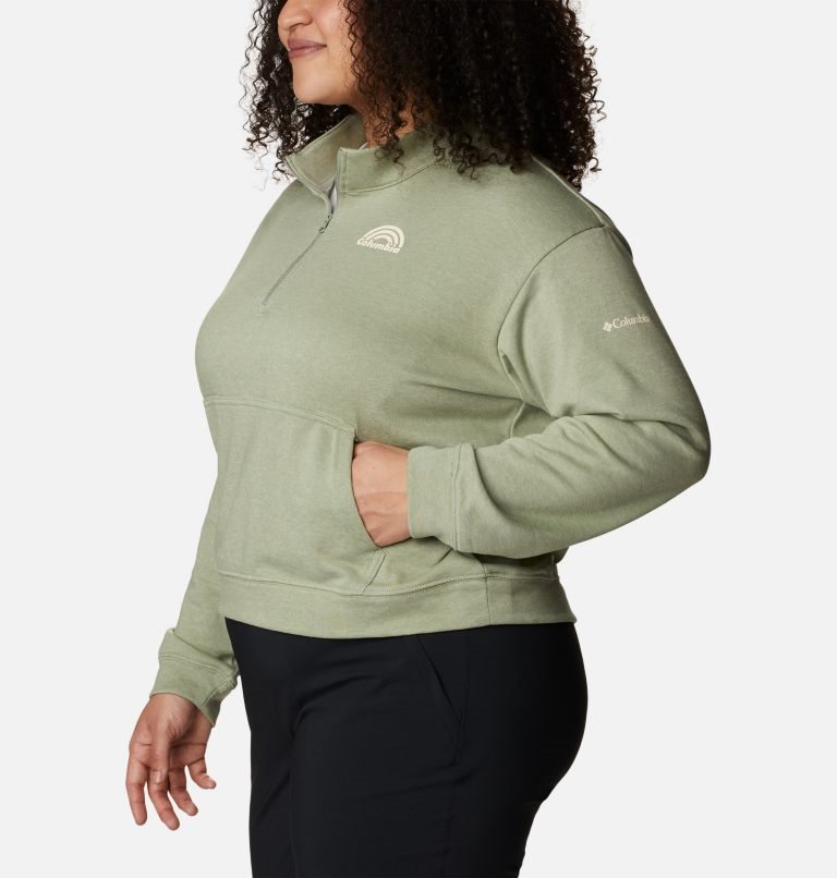 Hanorace Columbia Trek French Terry Half Zip Dama Masline Verzi | Plus Size RV0S879MA